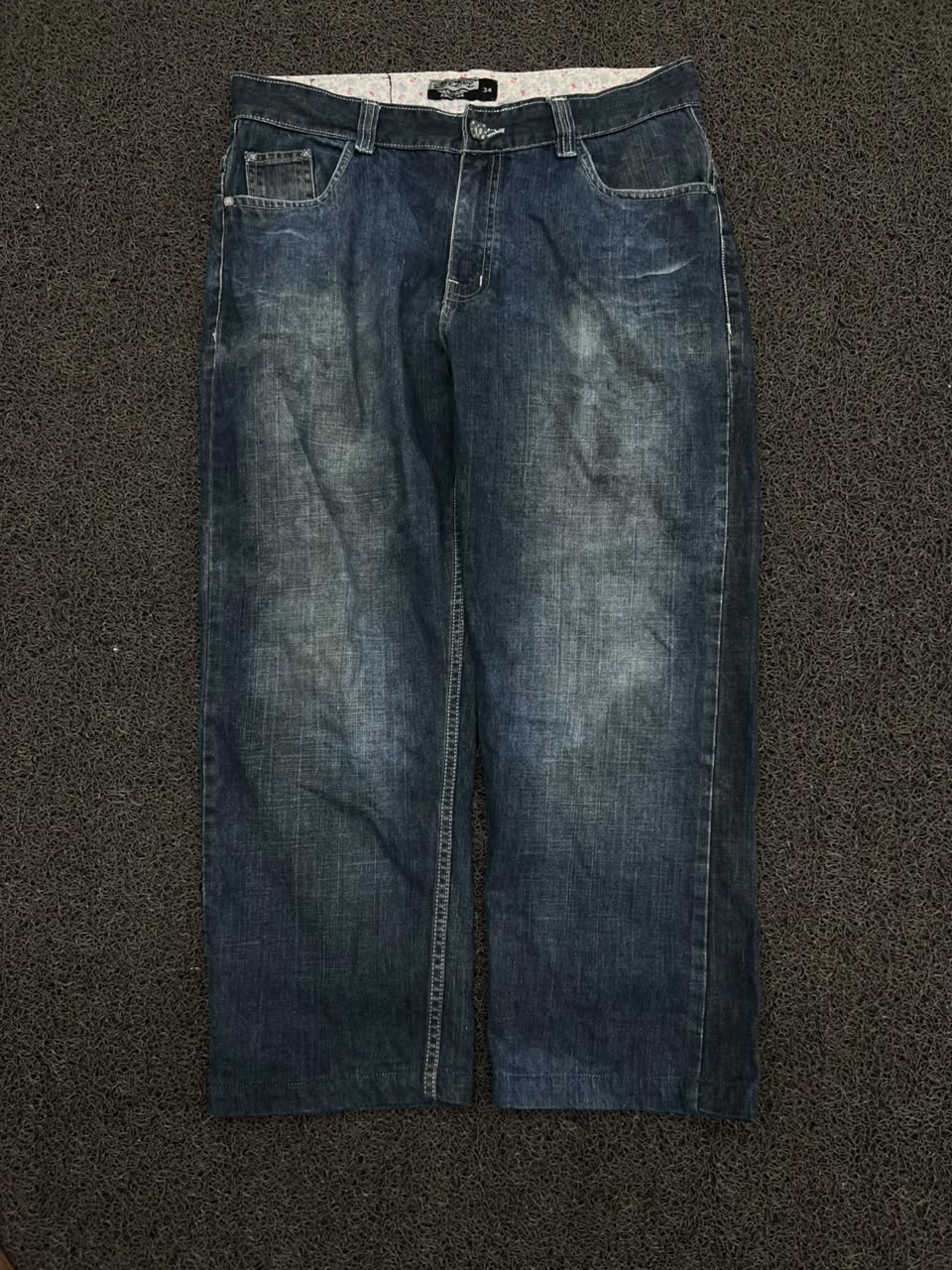 Vintage Dark Wash Relaxed Fit Denim Jeans