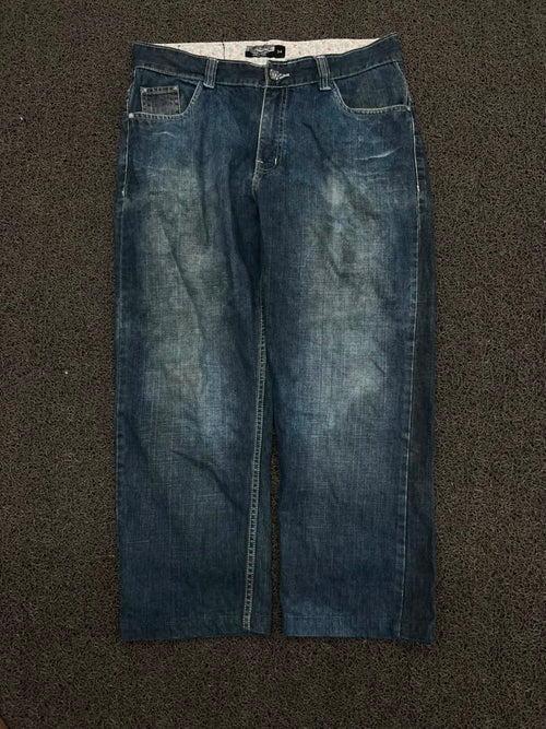 Vintage Dark Wash Relaxed Fit Denim Jeans