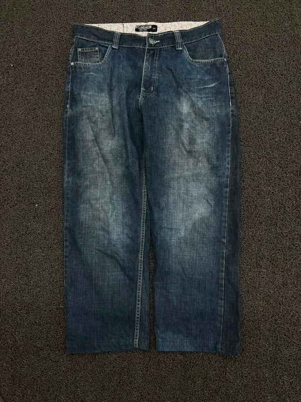 Vintage Dark Wash Relaxed Fit Denim Jeans