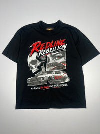 Redline Rebellion Graphic T-Shirt – Skull and Racing Car Print, Streetwear Style
