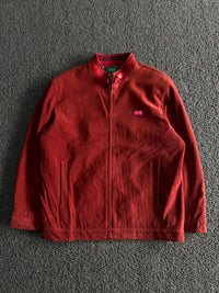 Vintage Red Stand Collar Zip-Up Jacket – Casual Full Zip Lightweight Men's Outerwear