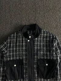 Black & White Plaid Utility Snap Button Jacket