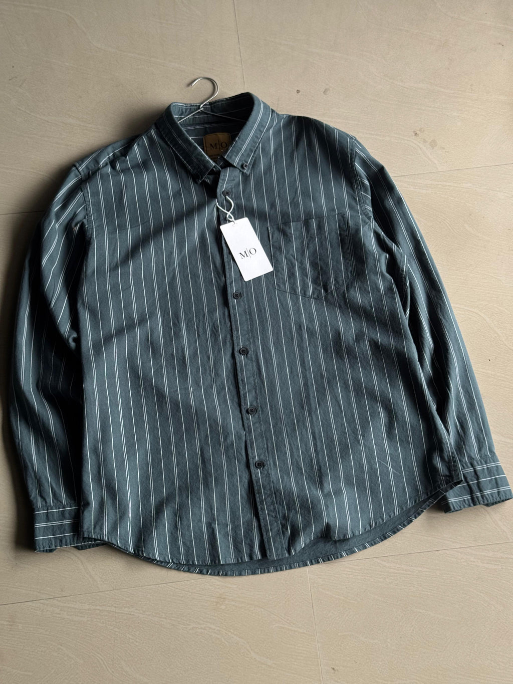 Men’s Pinstripe Long Sleeve Button-Down Shirt