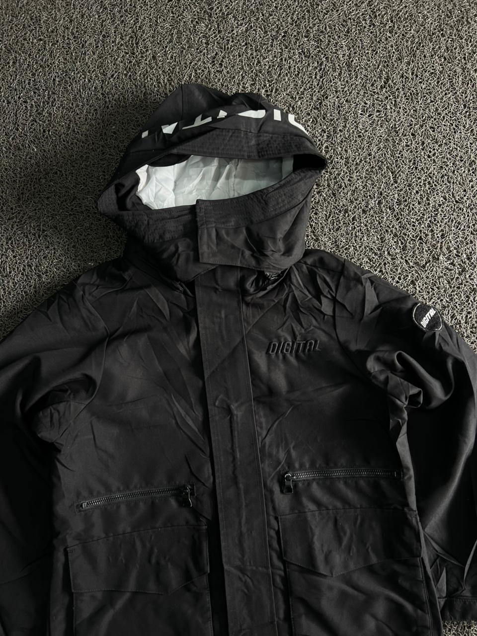 Digital Utility Hooded Parka Jacket – Black | Waterproof Multi-Pocket Outdoor Coat