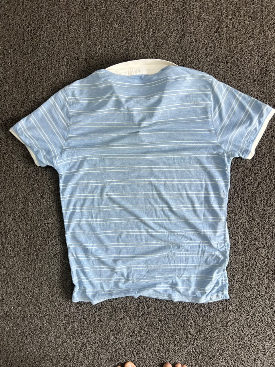 Men’s Light Blue Striped Polo T-Shirt with Contrast Collar