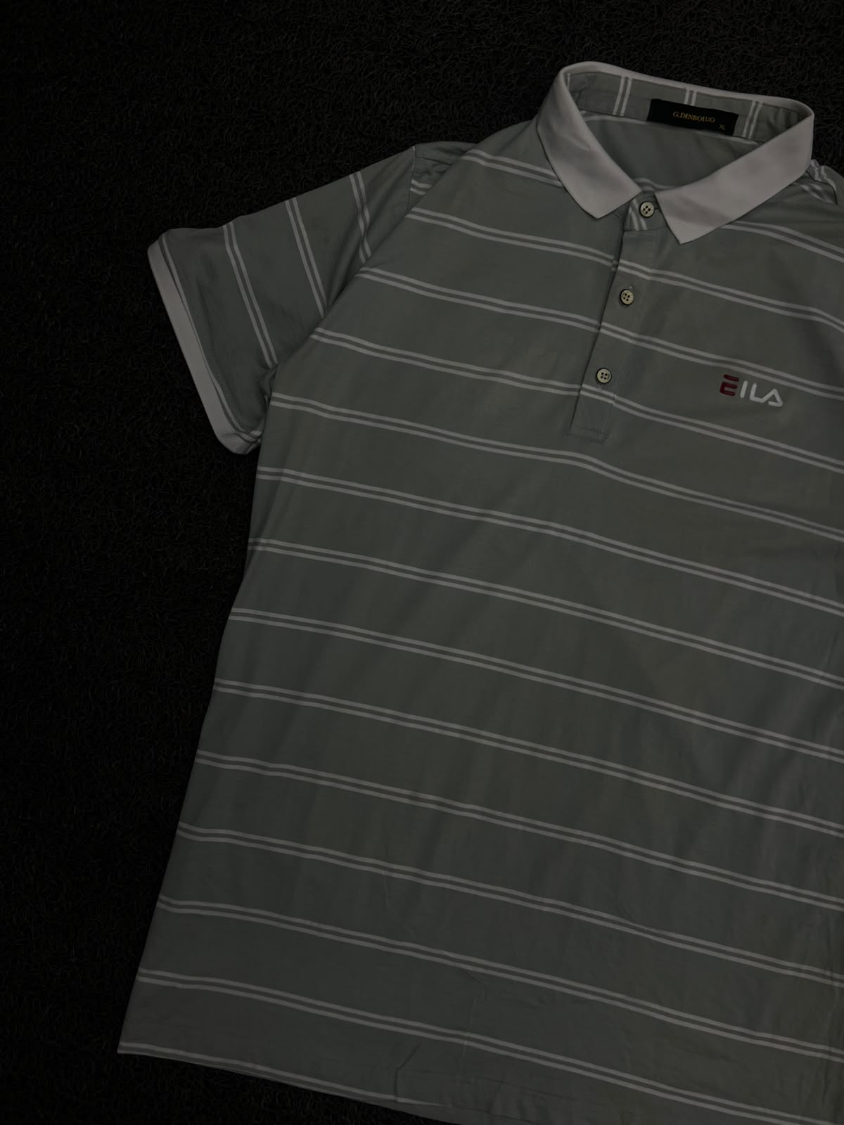 Striped Polo T-Shirt with Contrast Collar & Chest Logo – Short Sleeve