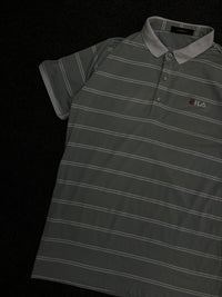 Striped Polo T-Shirt with Contrast Collar & Chest Logo – Short Sleeve