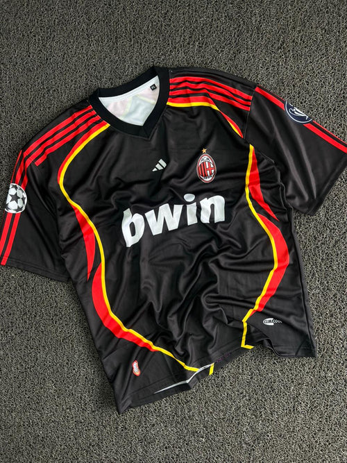 AC Milan Retro Black Bwin Champions League Five Sleeve Jersey