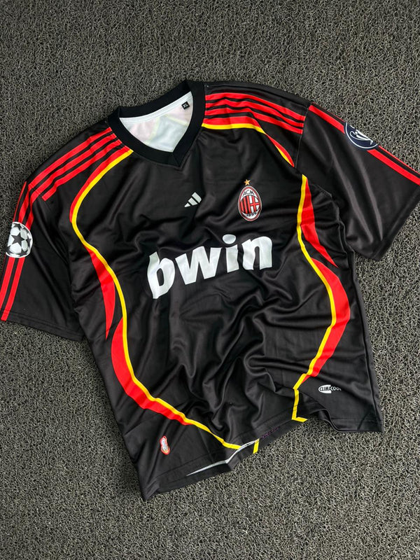 AC Milan Retro Black Bwin Champions League Five Sleeve Jersey