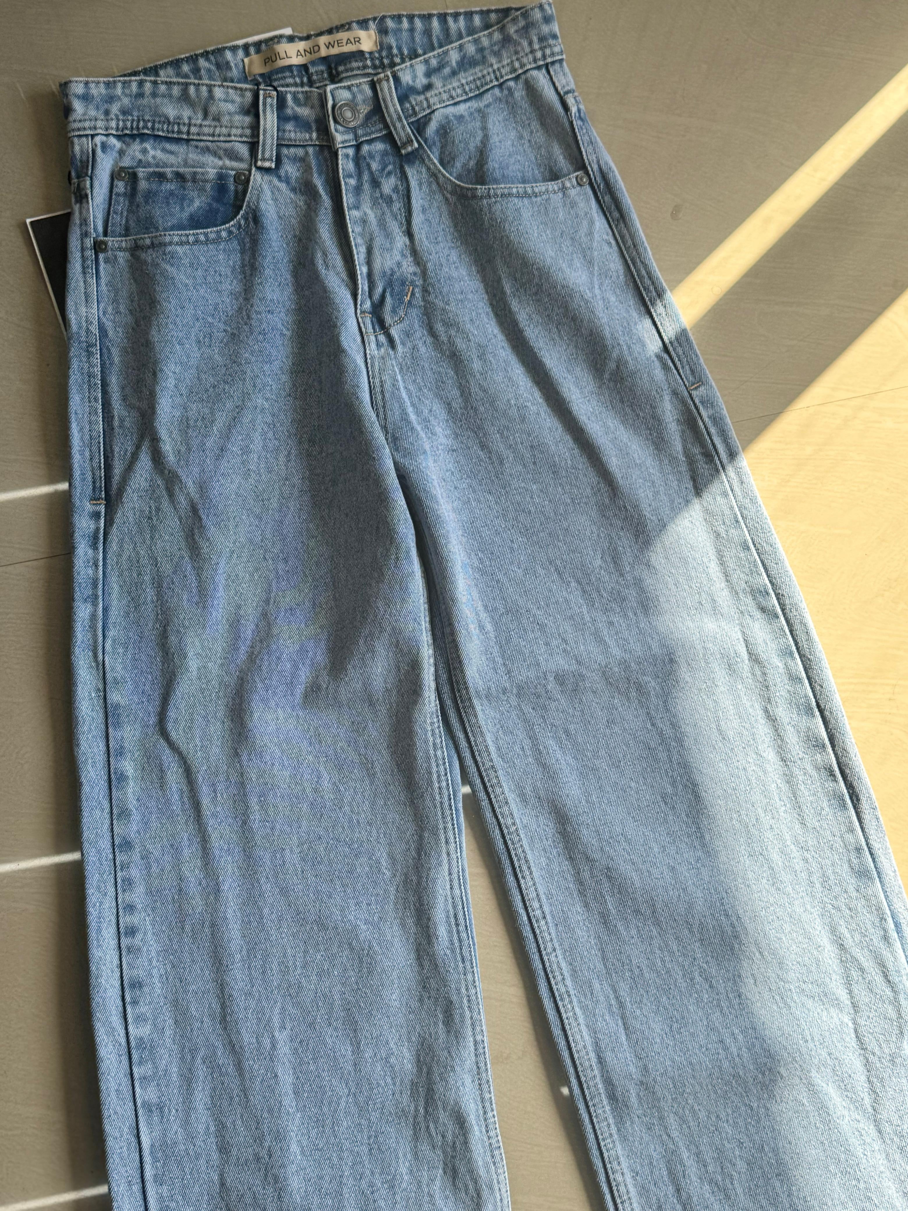 Light Blue Wide Leg Denim Jeans