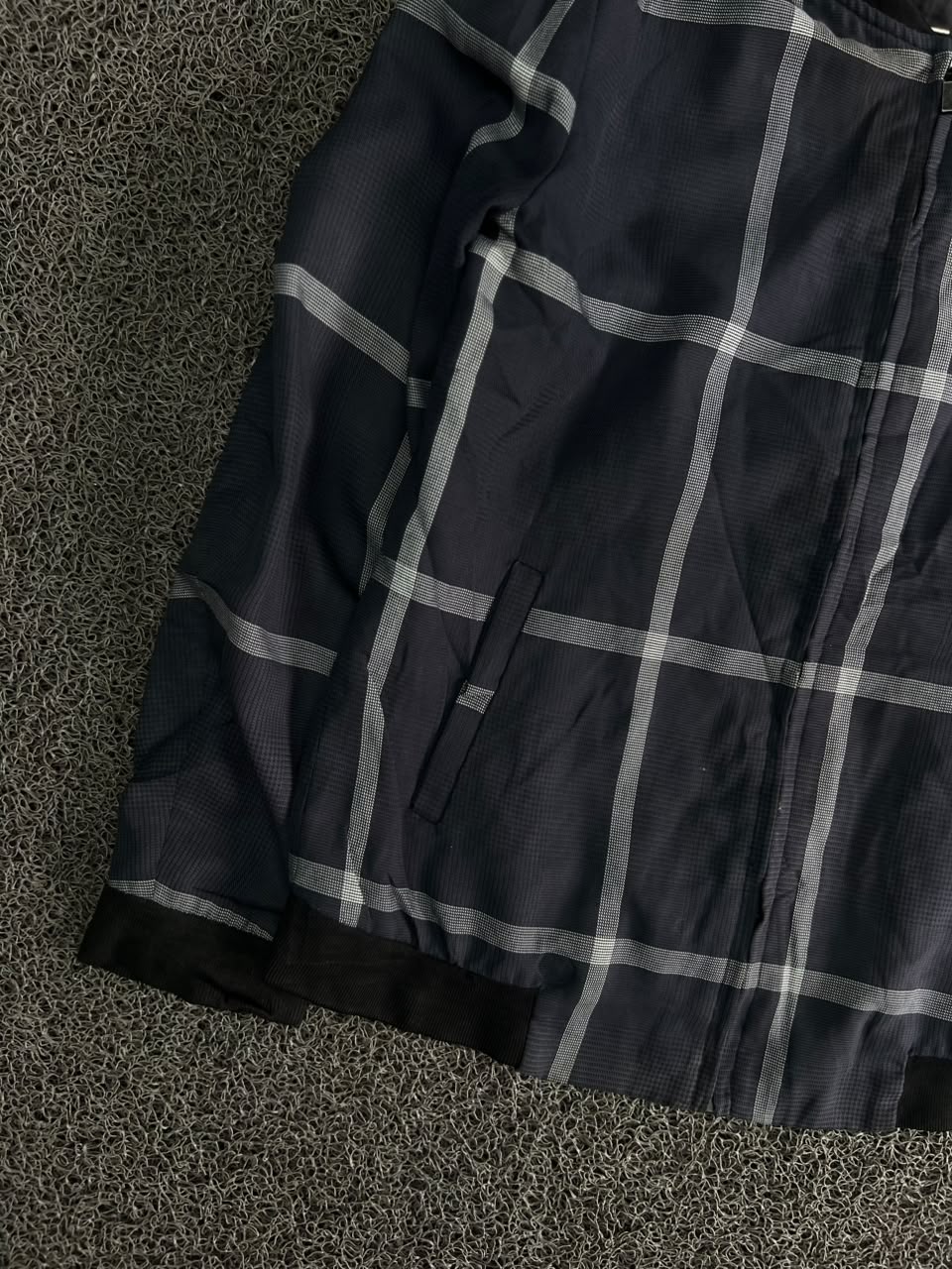 Windowpane Check Bomber Jacket – Full Zip Lightweight Casual Jacket