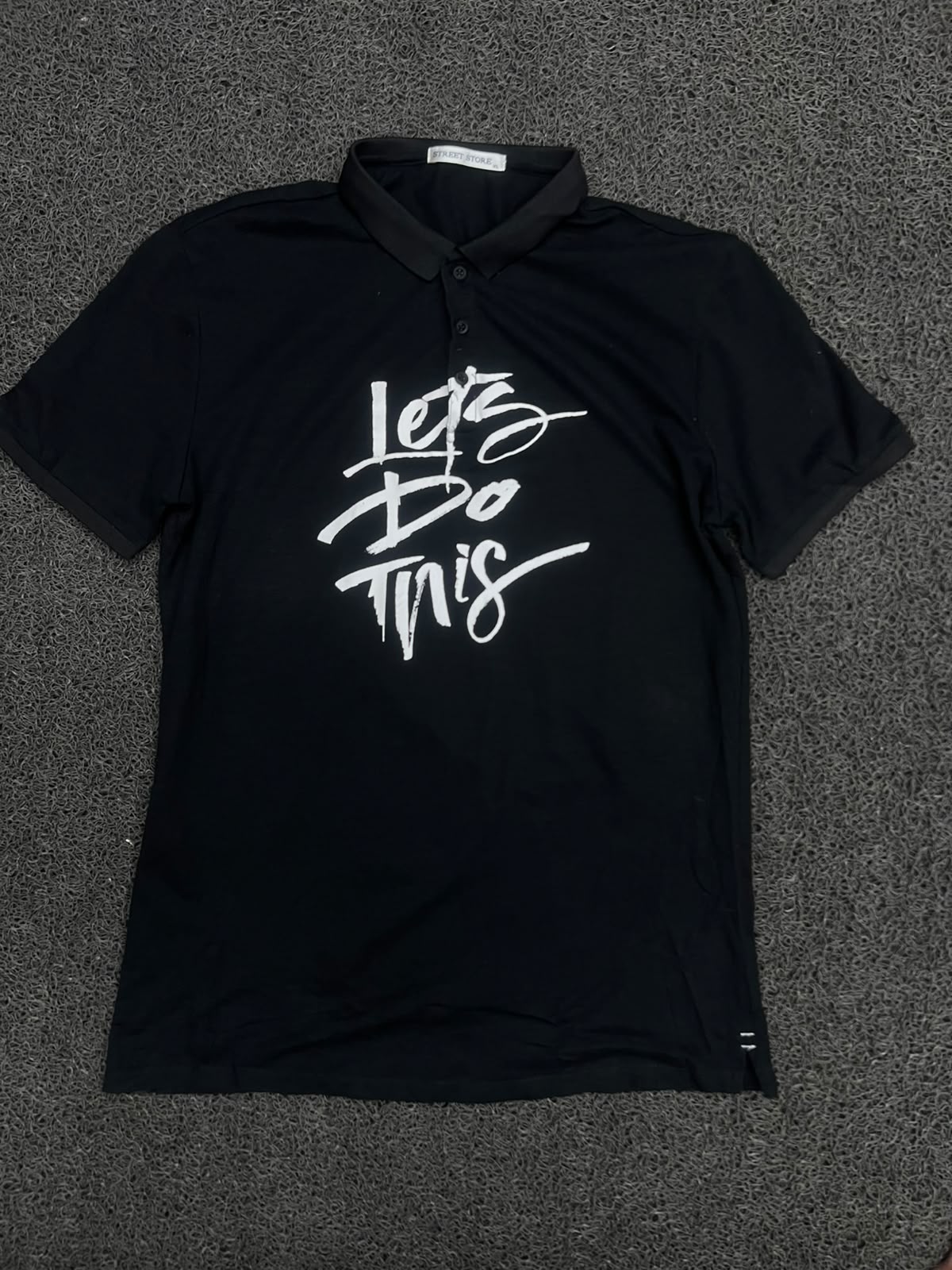 Polo T-Shirt with White “Let It Be” Graphic Print
