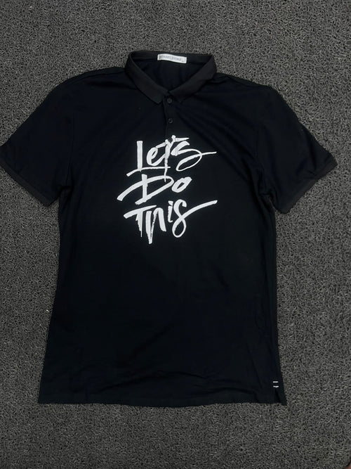 Polo T-Shirt with White “Let It Be” Graphic Print