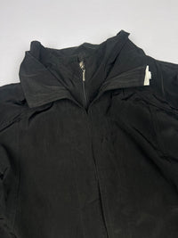 Vintage Zip-Up Jacket with Wide Collar and Button Cuff Details