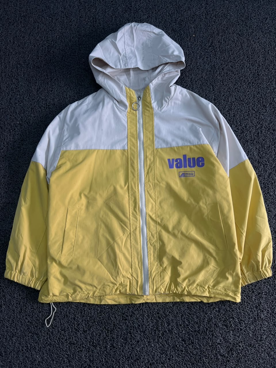 Value Yellow & White Hooded Windbreaker Jacket 💛🤍
