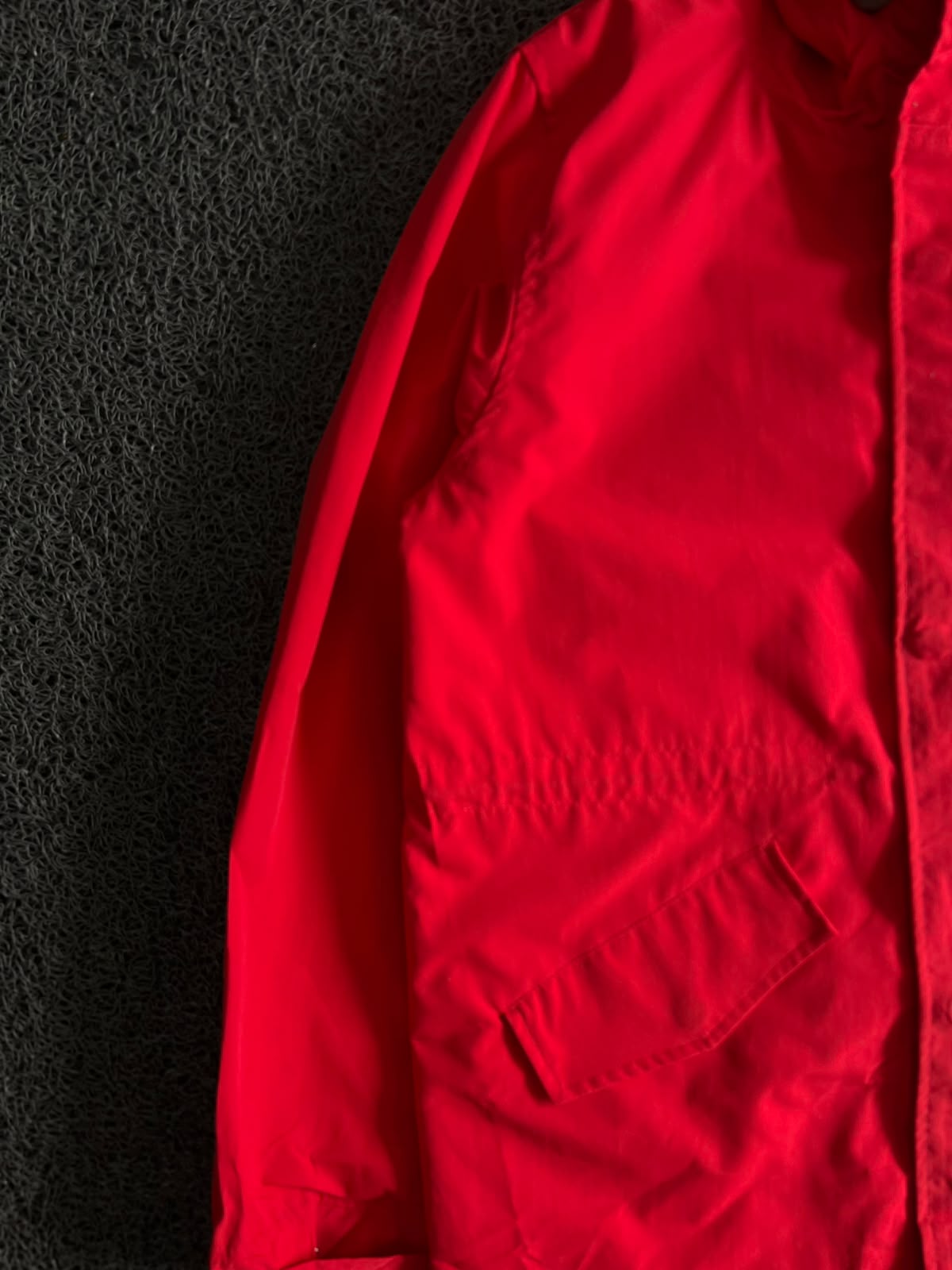Vintage Red Hooded Utility Jacket ⚠️ Small Stains