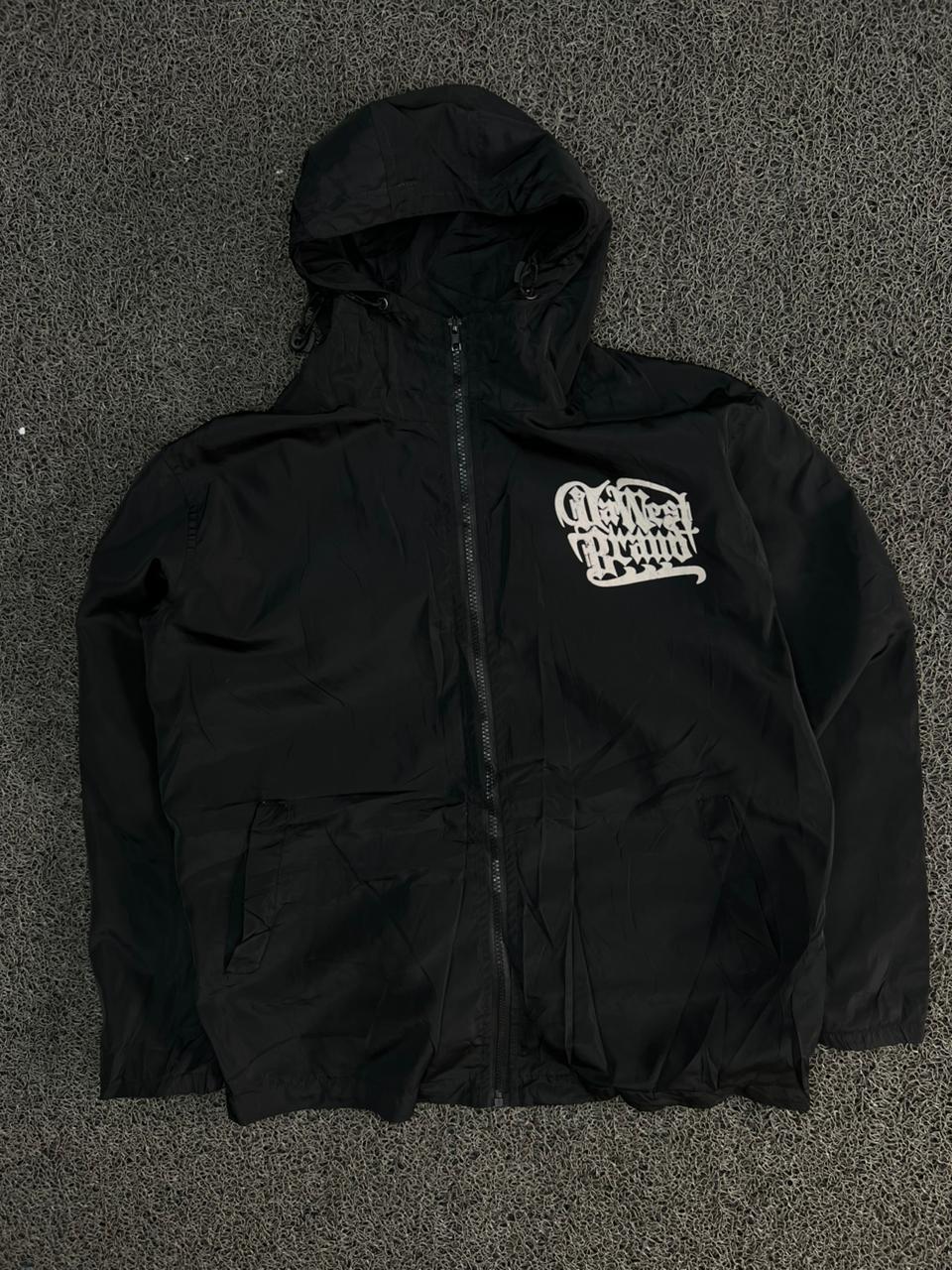 Oversized Black Hooded Windbreaker Jacket – Lightweight Zip-Up Streetwear