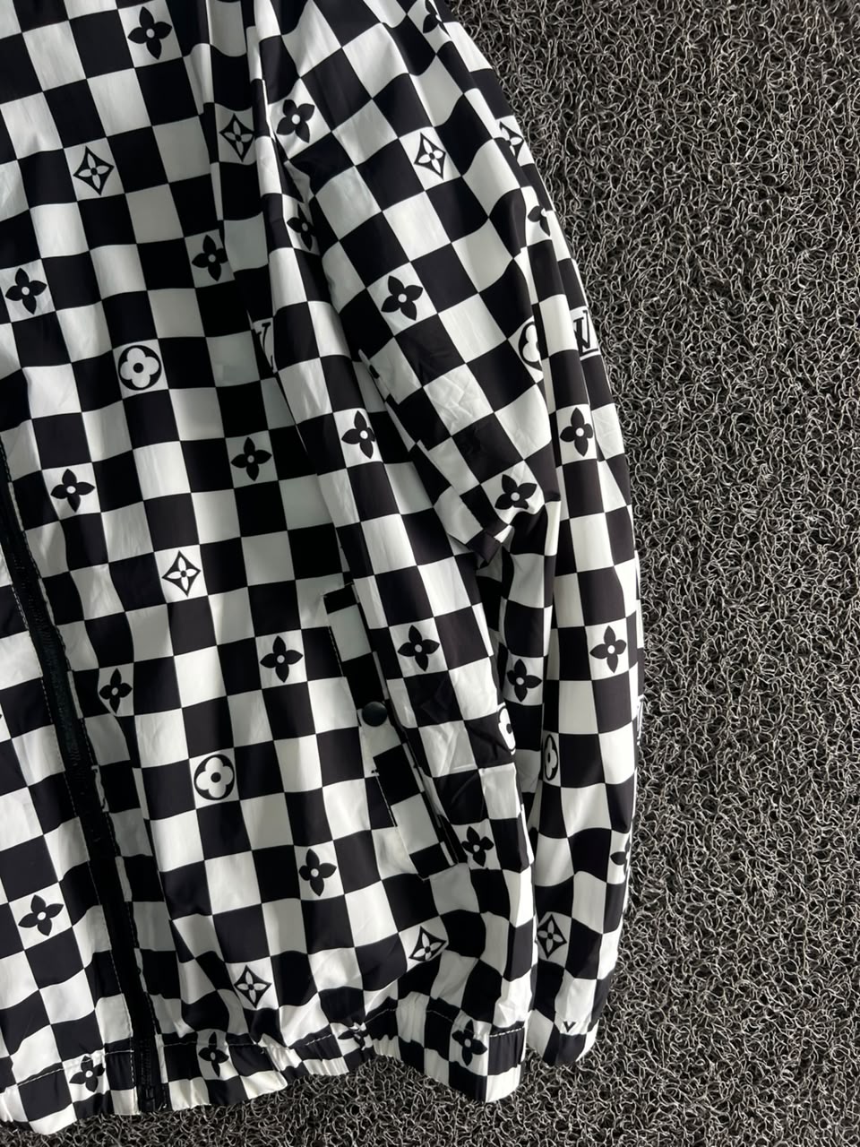 Monogram Checkered Hooded Windbreaker Jacket