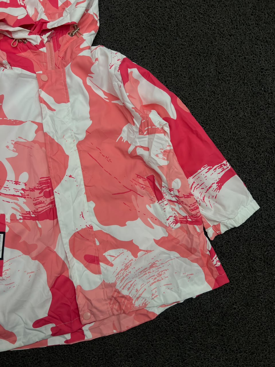 Pink Abstract Print Hooded Rain Jacket | Lightweight Zip-Up Windbreaker