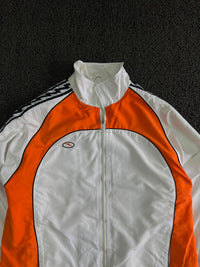Vintage White & Orange Track Jacket – Full Zip Sports Windbreaker