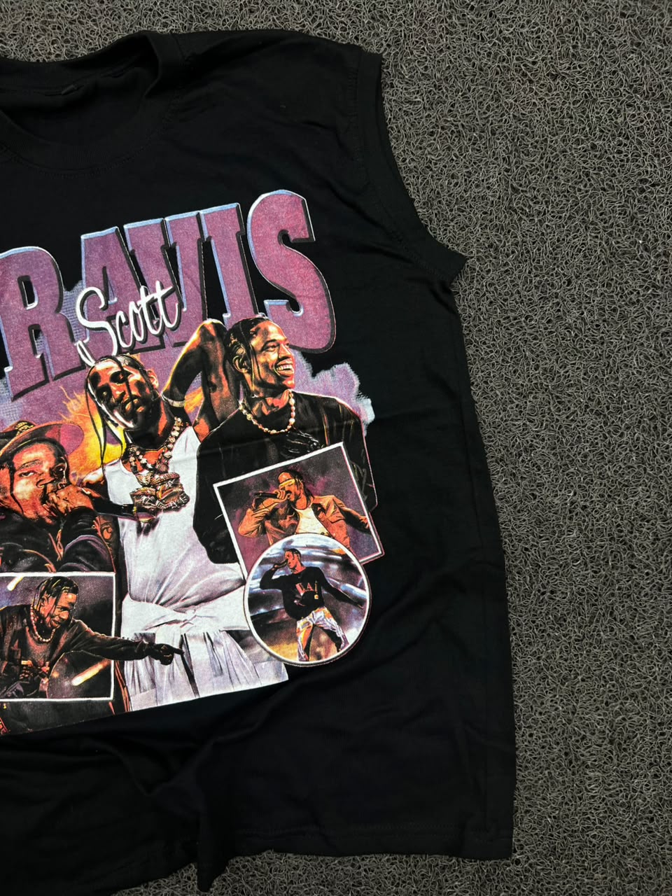 Travis Scott Graphic Sleeveless T-Shirt – Black Vintage Concert Style Tee