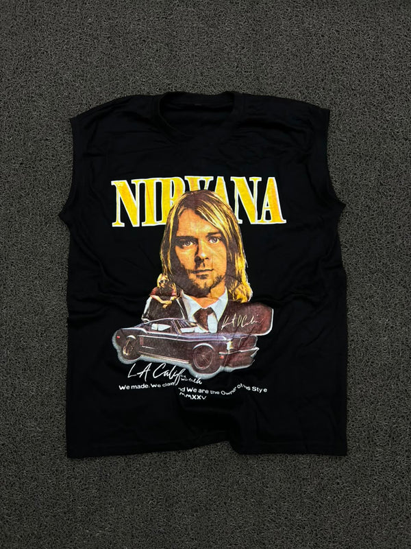 Nirvana Kurt Cobain Vintage Graphic Sleeveless T-Shirt