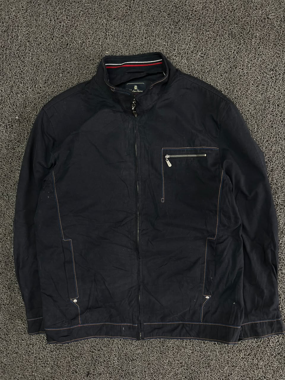 Stand Collar Zip-Up Casual Jacket – Chest Zip Pocket Lightweight Outerwear
