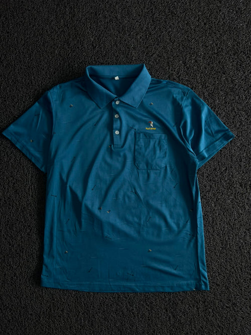 Printed Polo T-Shirt with Front Pocket & Logo