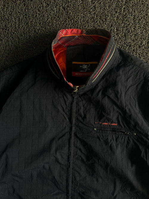 Men's Blue Lightweight Zip-Up Bomber Jacket with Stand Collar