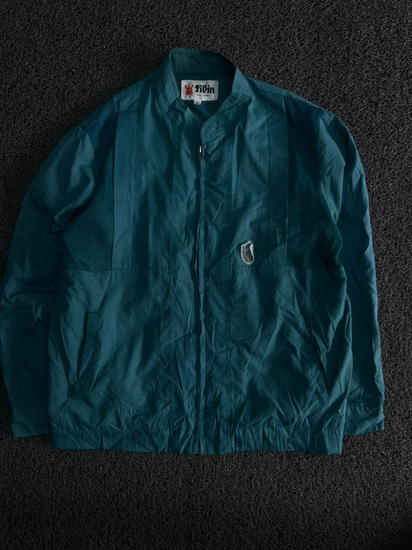 Lightweight Windbreaker Jacket with Stand Collar, Full-Zip Front & Embroidered Crest Logo
