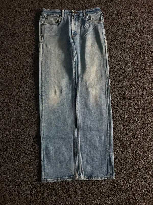Vintage Light Wash Wide Leg Denim Jeans – Relaxed Fit Blue Jeans