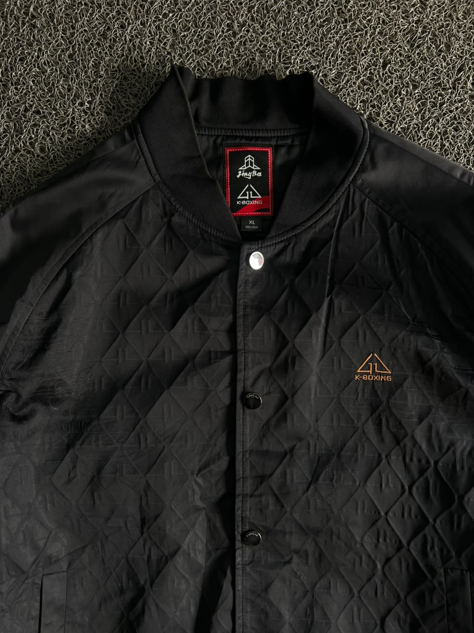 K-Boxing Black Quilted Snap Button Bomber Jacket