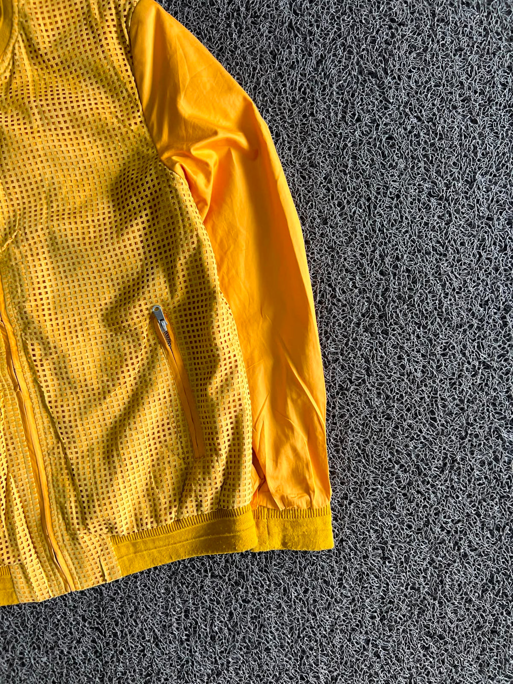 Fairwhale Yellow Mesh Bomber Jacket – Lightweight Zip-Up Casual Jacket