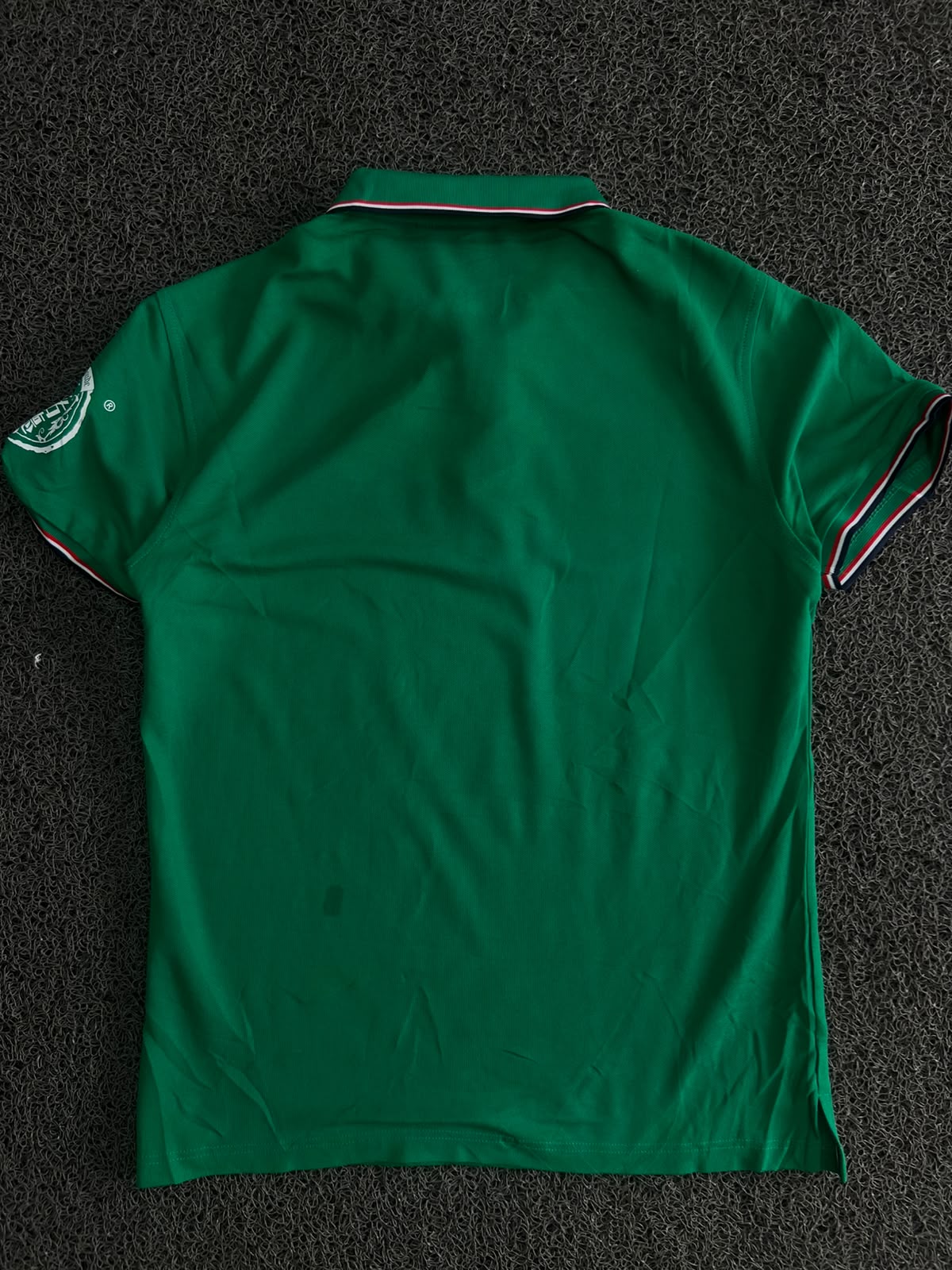Green Striped Collar Graphic Polo T-Shirt