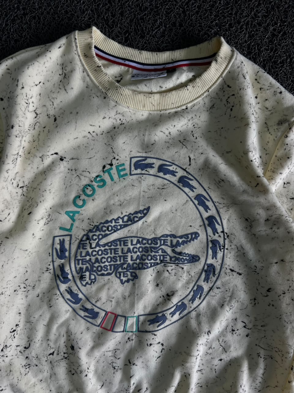Lacoste Graphic Print Crewneck Sweatshirt – Cream | Premium Casual Pullover