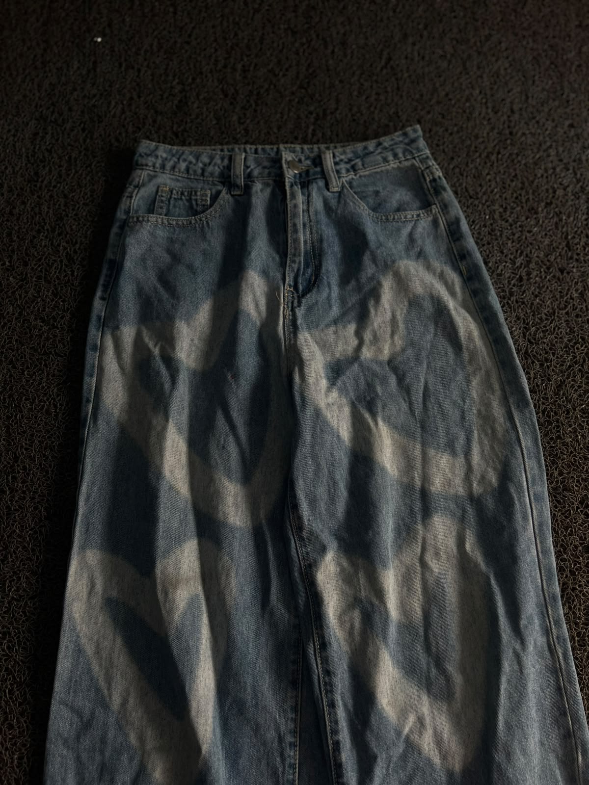 Vintage Zara Wide Leg Bleach Wash Denim Jeans