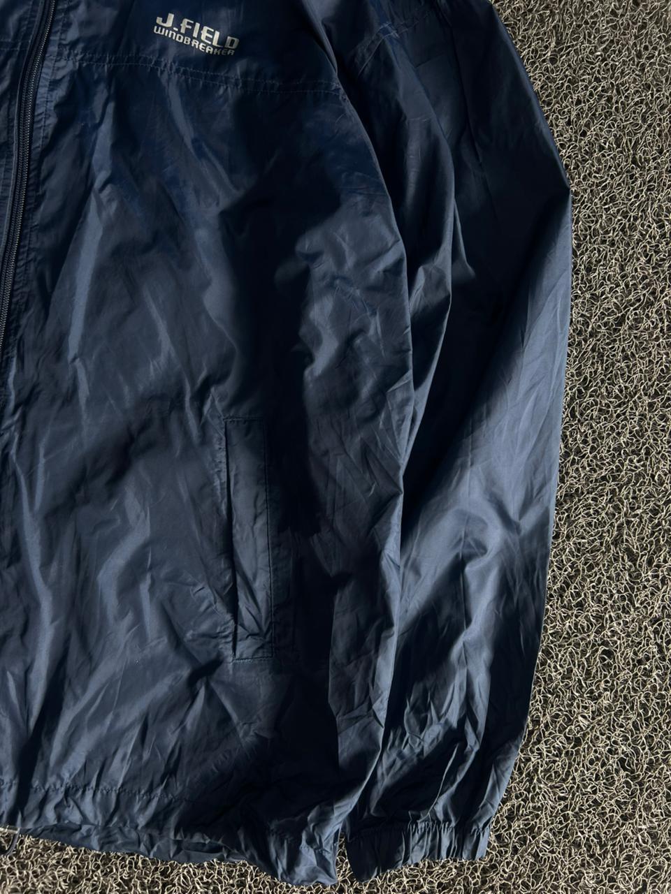 J.FIELD Navy Lightweight Windbreaker Jacket – Full Zip Packable Outerwear