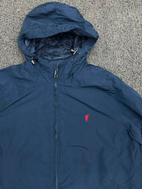 Vintage Navy Blue Hooded Windbreaker Jacket