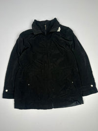 Vintage Zip-Up Jacket with Wide Collar and Button Cuff Details
