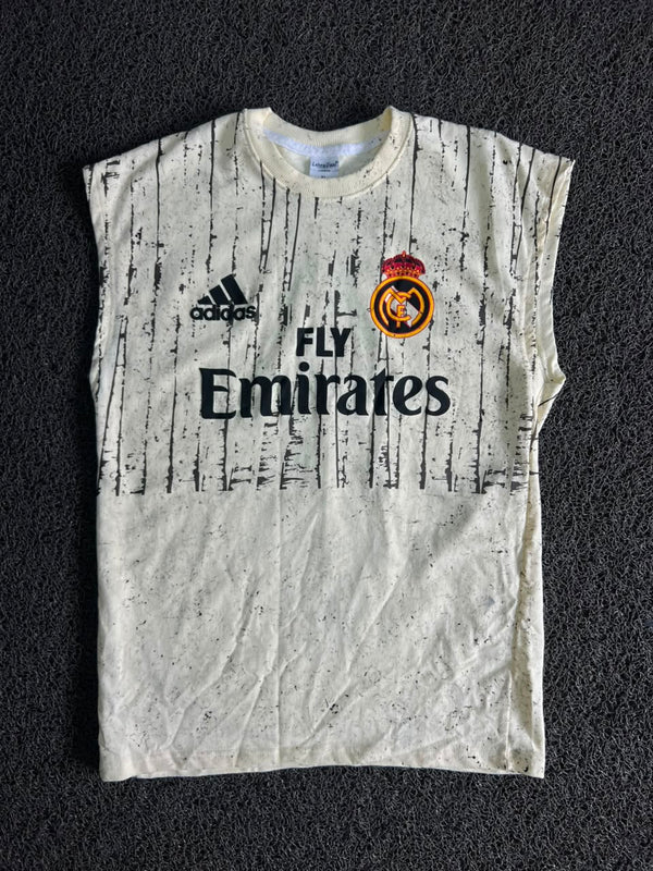 Adidas Real Madrid Sleeveless Football Tshirt – White Graphic Print Training T-Shirt | Fly Emirates