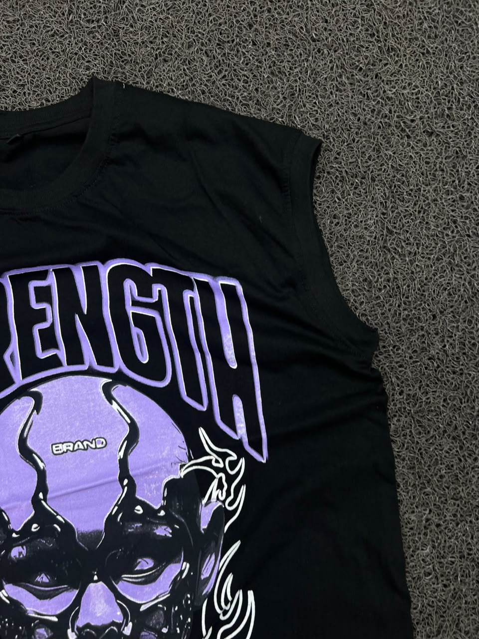 Strength Brand Purple Skull Graphic Sleeveless T-Shirt