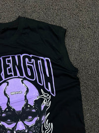 Strength Brand Purple Skull Graphic Sleeveless T-Shirt