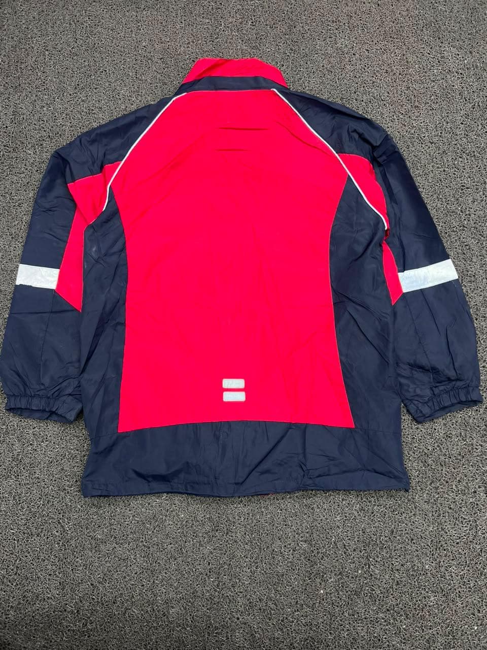 Red & Navy Blue Reflective Windbreaker Jacket ⚠️ No Zip
