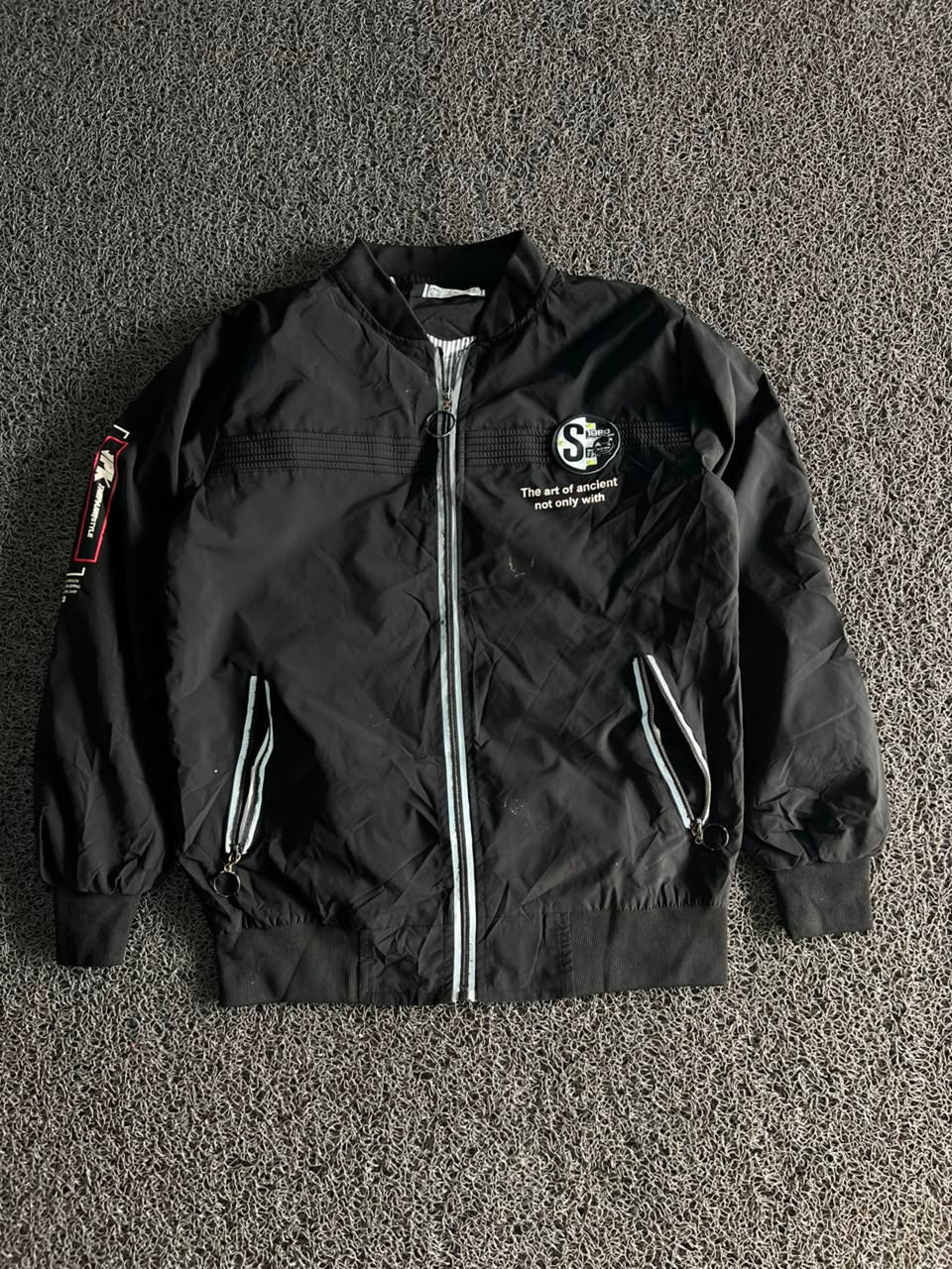 Casual Bomber Jacket with Chest Patch