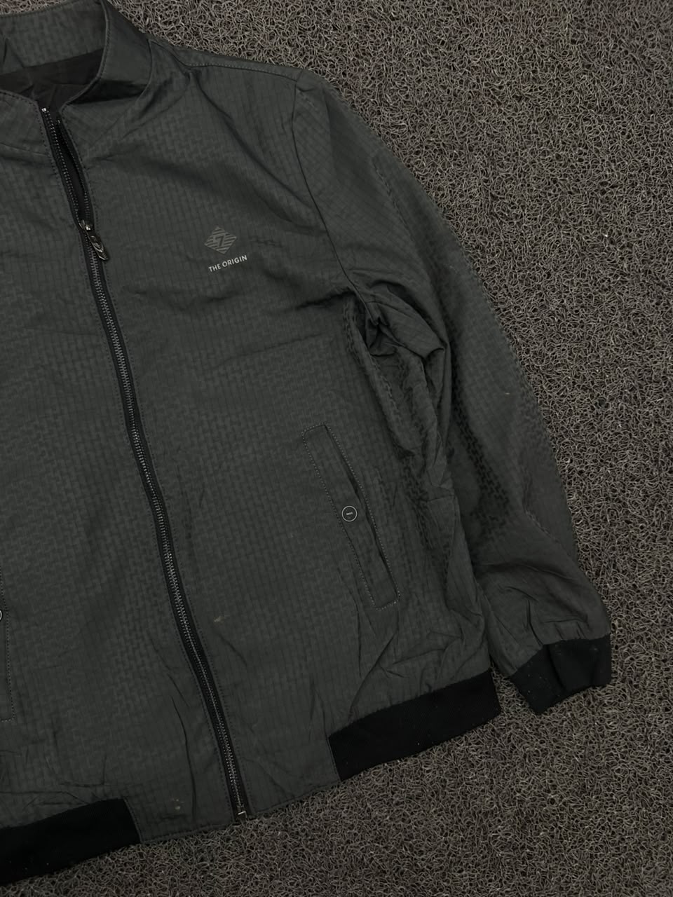The Origin Men's Charcoal Grey Lightweight Full Zip Casual Jacket
