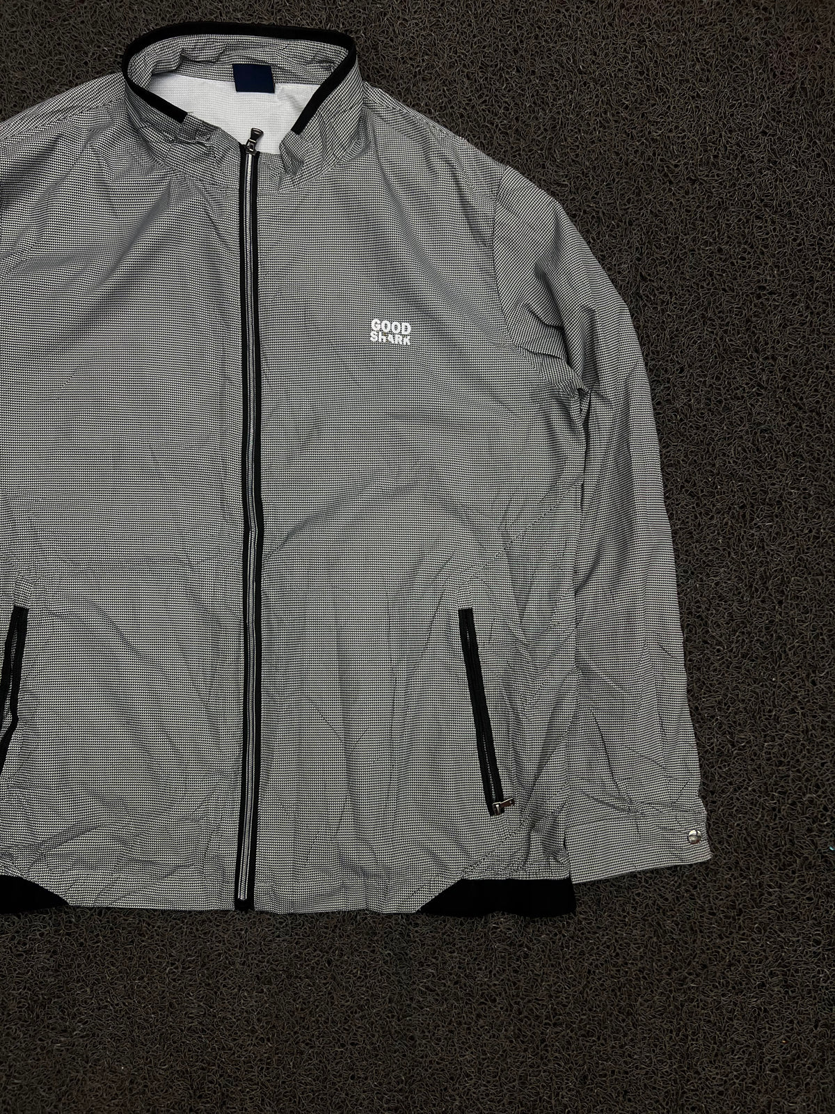 Vintage Checkered Full-Zip Harrington Jacket