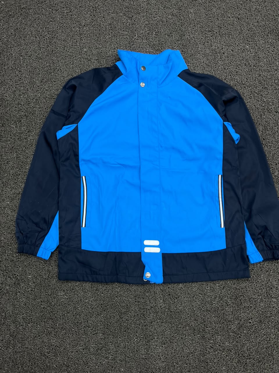 Men’s Blue & Navy Colorblock Hooded Windbreaker Jacket