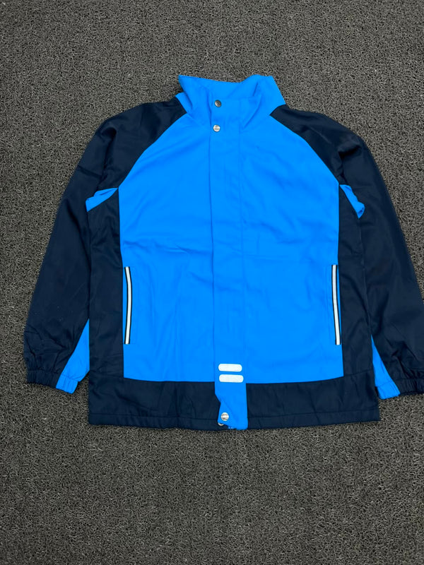 Men’s Blue & Navy Colorblock Hooded Windbreaker Jacket