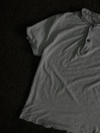Henley Neck Short Sleeve T-Shirt with Button Placket