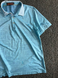 Men’s Light Blue Textured Polo T-Shirt with Contrast Collar